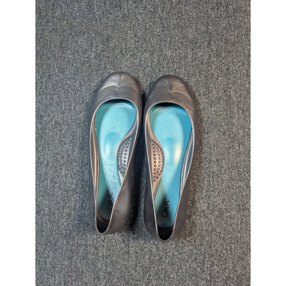 Oka-B Taylor Ballet Flats Pewter Grey Matte Ergonomic Comfort Shoes Womens 6